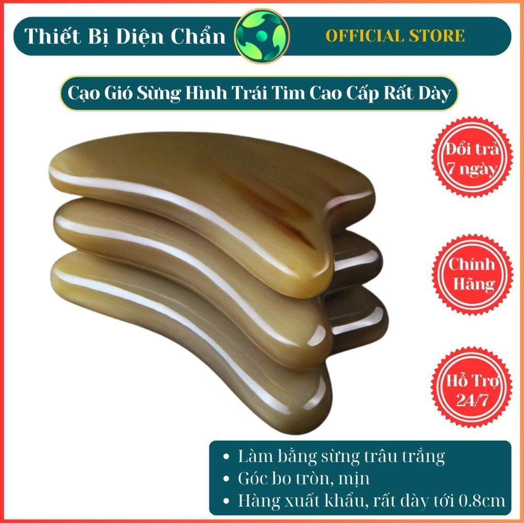Massage Mặt Guasha Chuyên Dụng Bằng Sừng Cạo Gió Đa Năng Tim Sừng Dụng Cụ Diện Chẩn