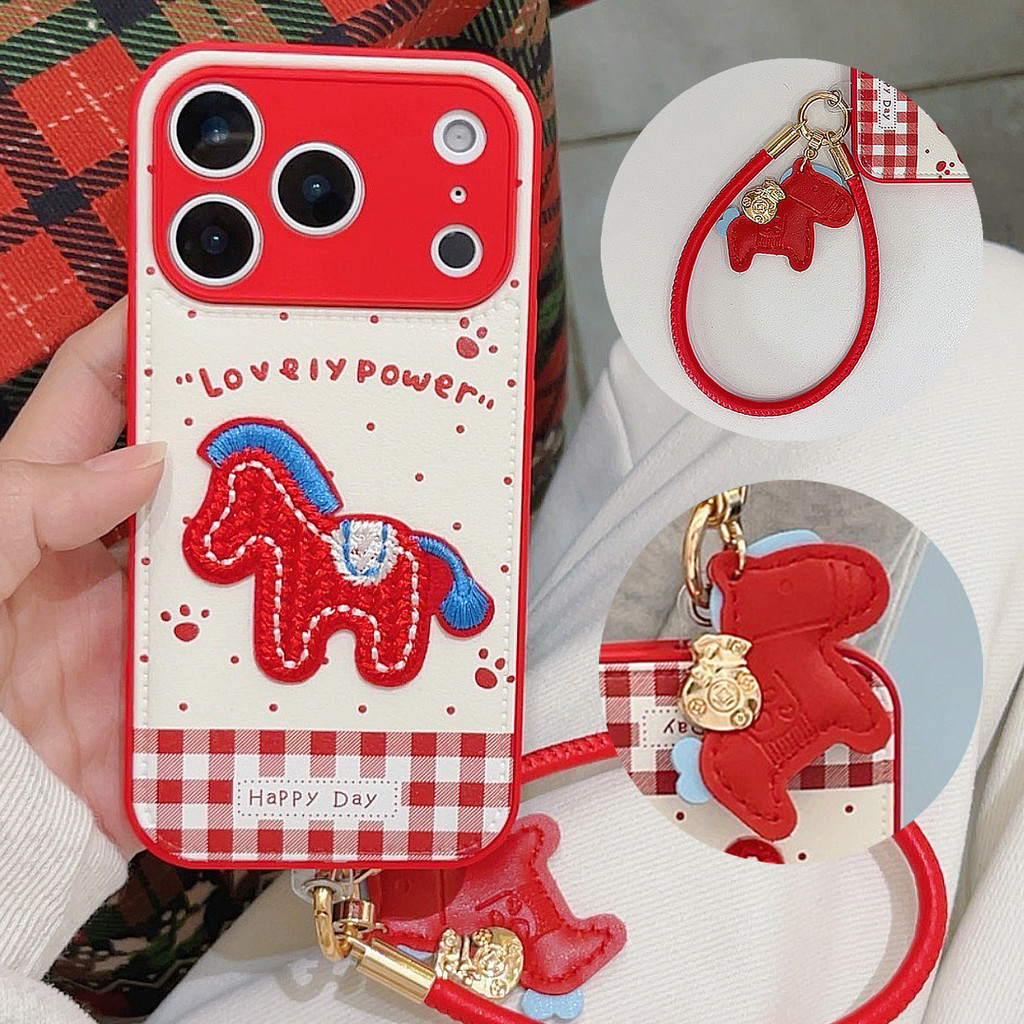 Ốp Lưng Thêu Pony Cho iPhone 17 PRO MAX Ốp Lưng iPhone17 iPhone 16 Pro Max Bảo Vệ Ống Kính Tương Thí