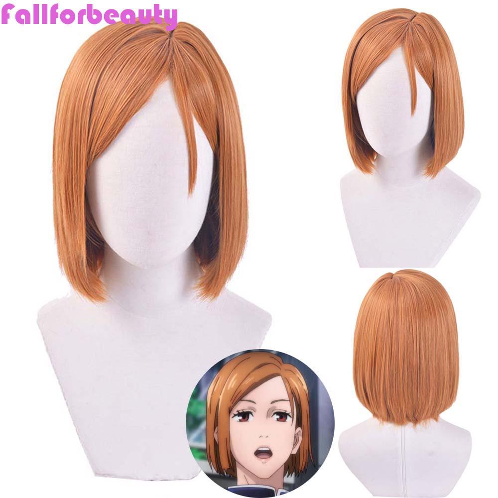 Tóc giả Nobara Kugisaki màu nâu chịu nhiệt, phụ kiện cosplay Jujutsu Kaisen