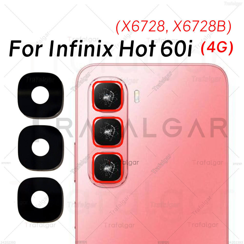 Phía Sau Camera Kính Ống Kính Cho Infinix Hot 60i 4G X6728 X6728B Camera Thay Thế Bằng Keo Dán