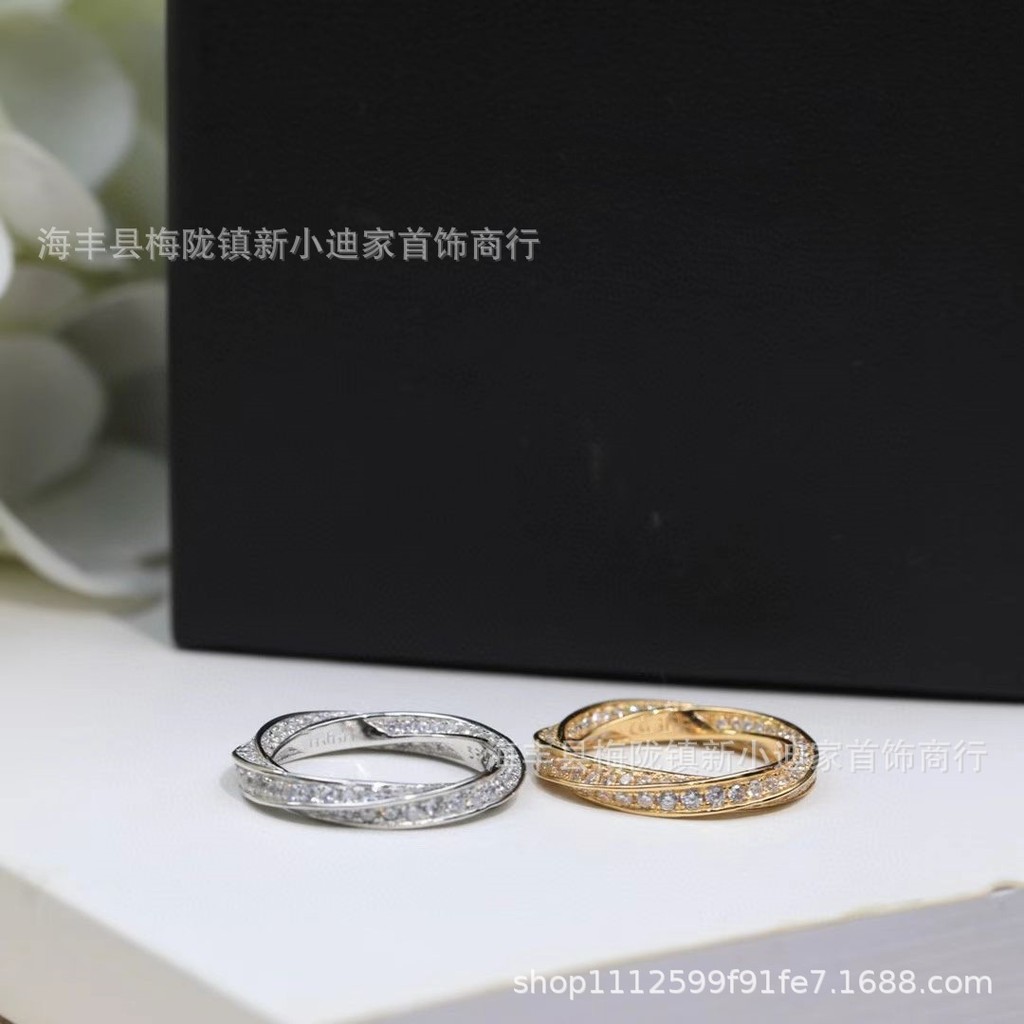 Graff V High-Quality Full Diamond Twisted Flower Wedding Ring for Women Fashion Couple Rings