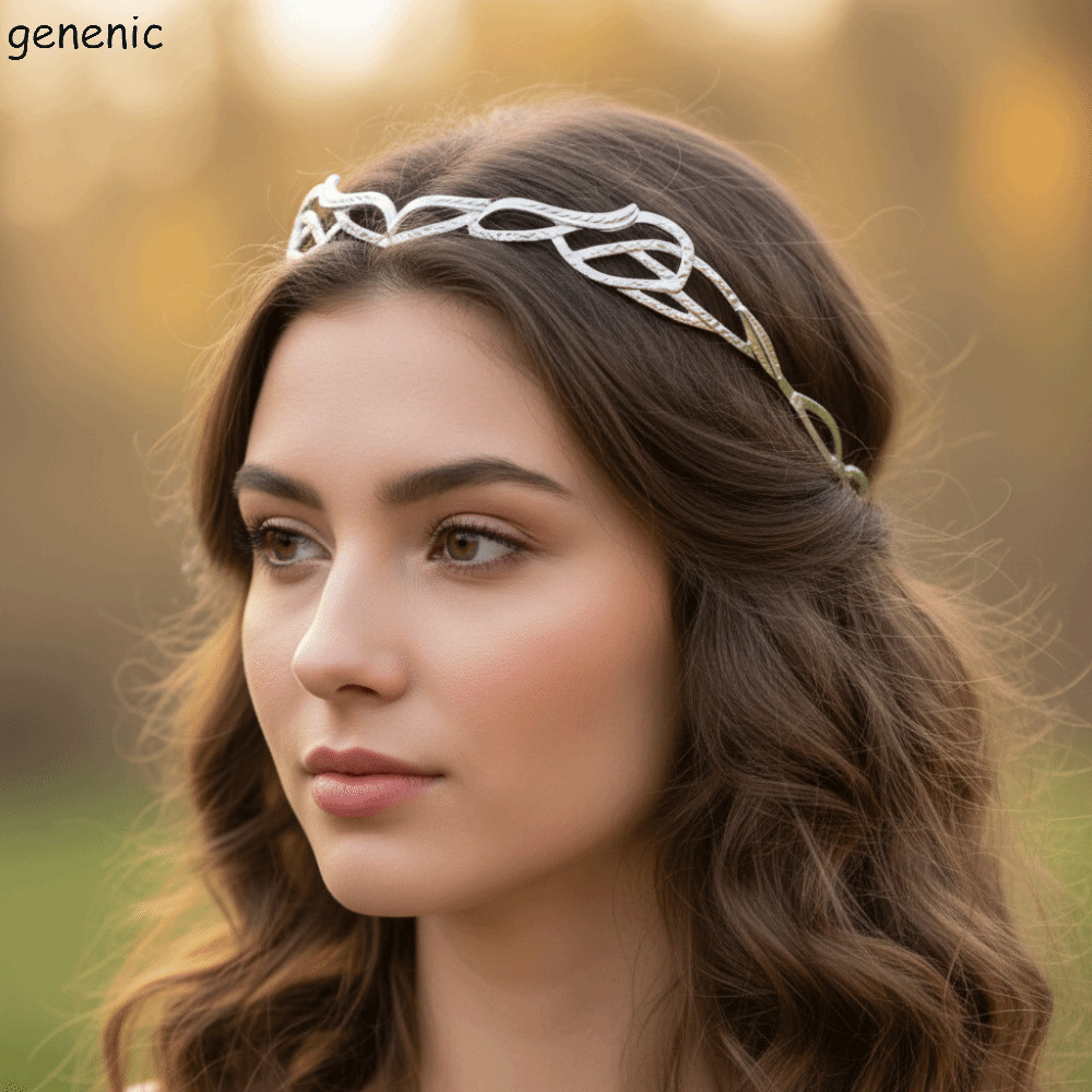 GENENIC Tiara Hobbit Elrond - Băng đô Có Thể Điều Chỉnh Bằng Hợp Kim, Phụ Kiện Tóc Handmade Vintage 