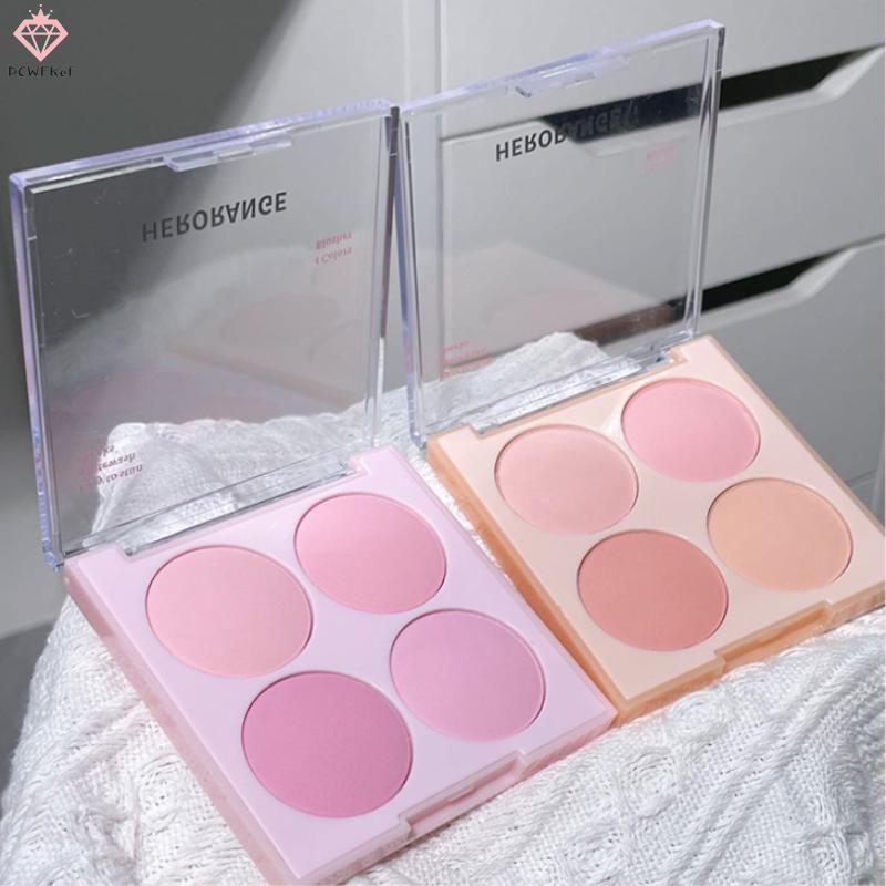 [PCW-T] Bộ trang điểm phấn má hồng 4 màu HERORANGE Hỗn hợp màu sắc ấm áp Matte Cheek Facial Beauty C