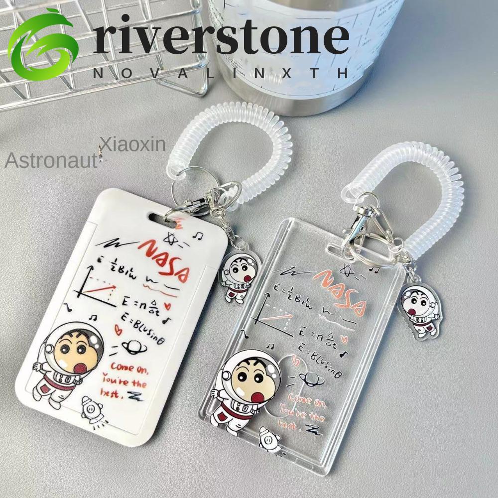 RIVERSTONE Túi đựng thẻ trong suốt, Hộp đựng thẻ hoạt hình dây lò xo, Vỏ thẻ ID thời trang Crayon Sh