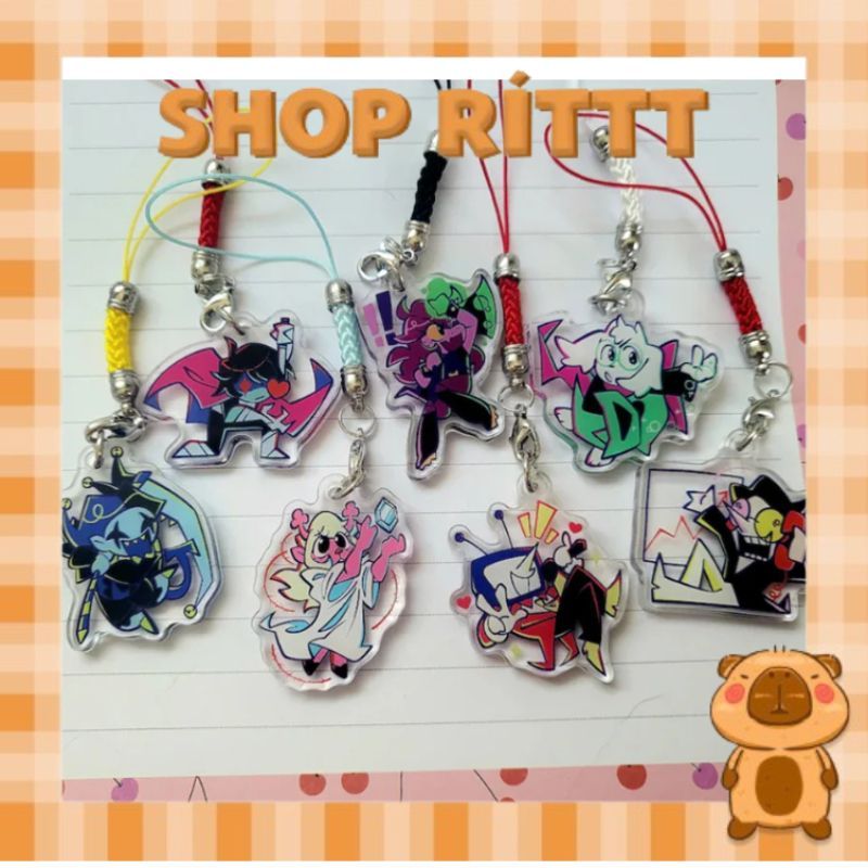 Móc khoá dây đeo điện thoại Acrylic Charms Kris Susie Ralsei Noelle Jevil Spamton Tenna ver2 phụ kiệ
