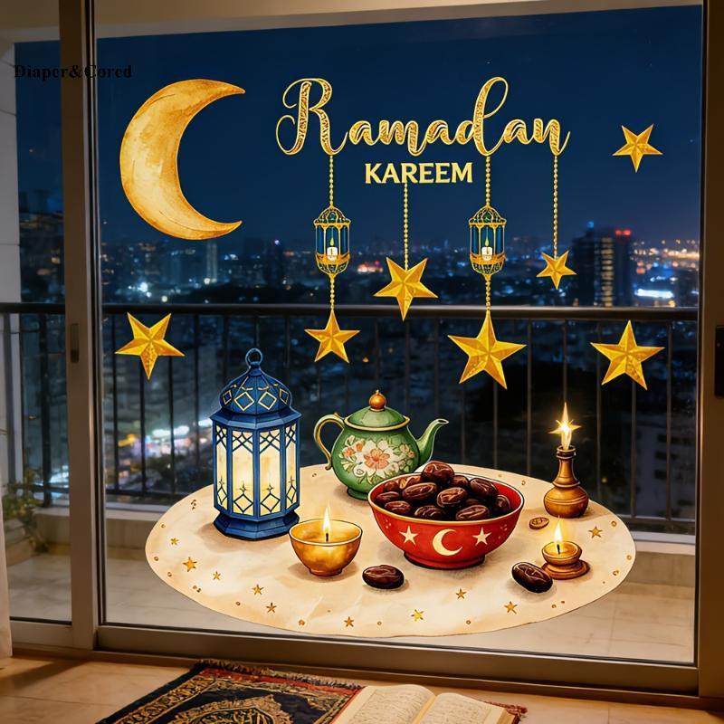 DIAPER & CORED Eid Cửa Sổ Stiers Ramadan Trang Trí Eid Mubarak Trang Trí Cho Gia Đình 2026 Ramadan K
