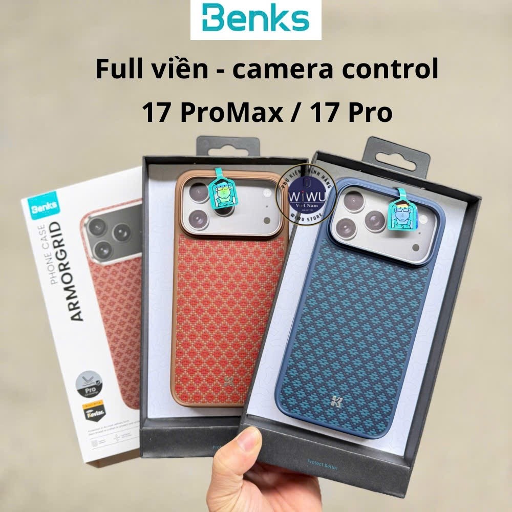 [Chính Hãng] Ốp Lưng Benks ArmorGrid Kevlar Pro Full Viền Cho IP17 Pro/17 PRM - Sợi Kevlar DuPont, H