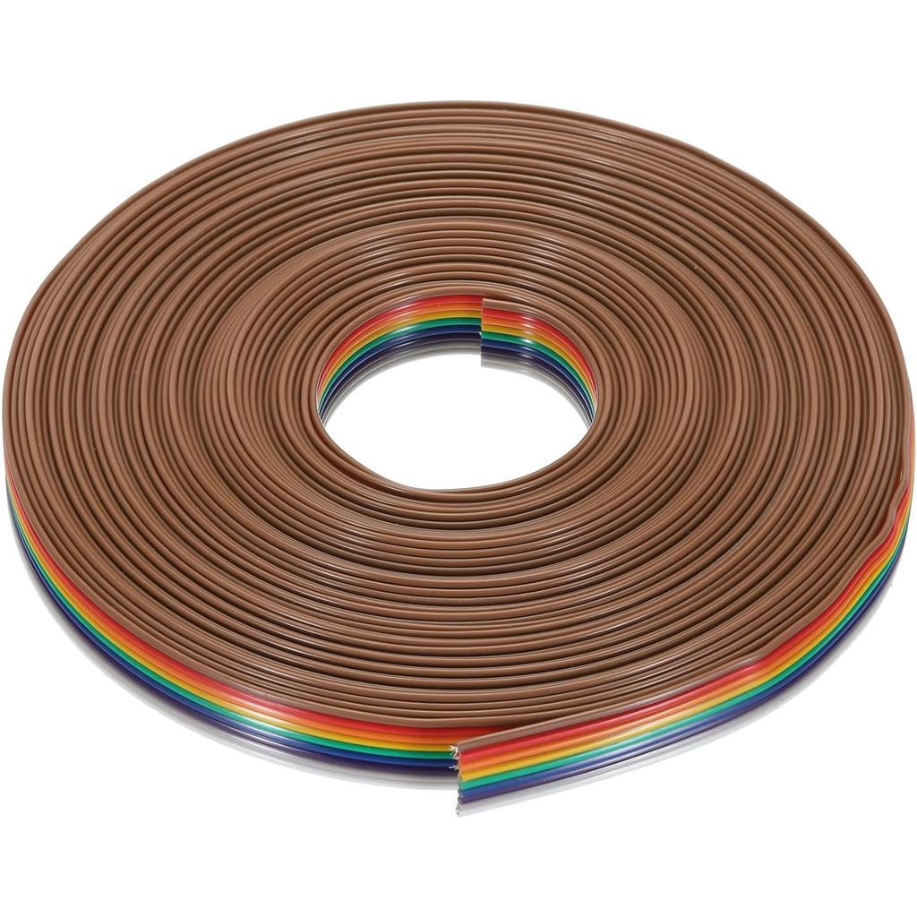 MECCANIXITY 1 Chiếc 9 Pin Flat Rainbow Ribbon Cable 32.8FT 1.27mm Pitch Breadboard Jumper Wires cho 