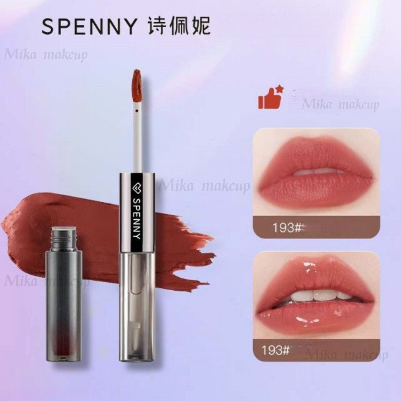 SPENNY Son môi  Gương hai đầu có độ bóng trong suốt môi bùn mờ