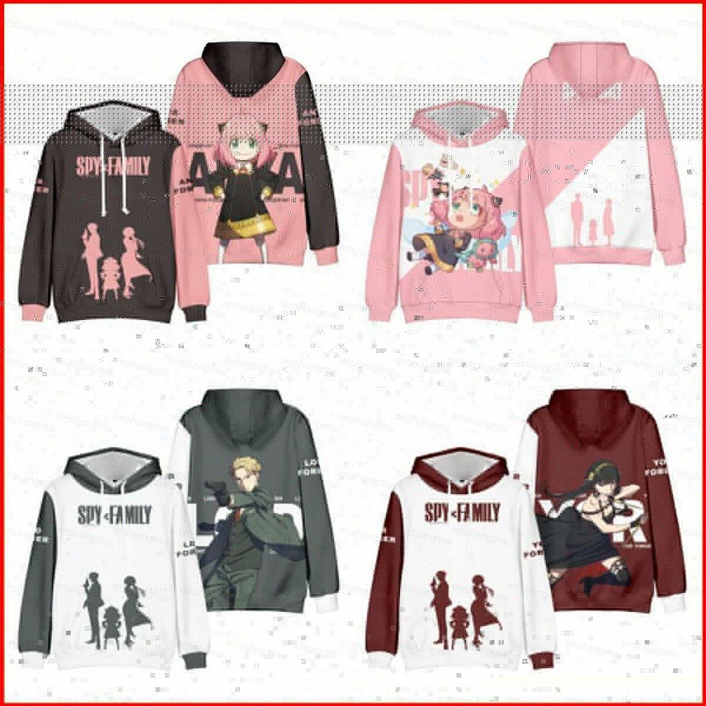 Áo hoodieSpy x Family Anya Yor Forger cosplay, thiết kế 3D, tay dài
