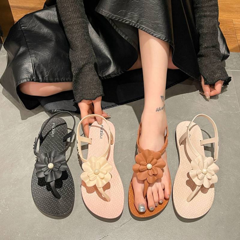 Summer New Sandals Fashion Camellia Sandals Flip-Flops Flip-Flops Beach Sandals for Outerwear Lo4x