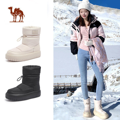 Giày bốt tuyết giữa bắp chân nữ CAMEL CROWN đế dày, lớp lót sang trọng và cách nhiệt cực dày để giữ ấm.