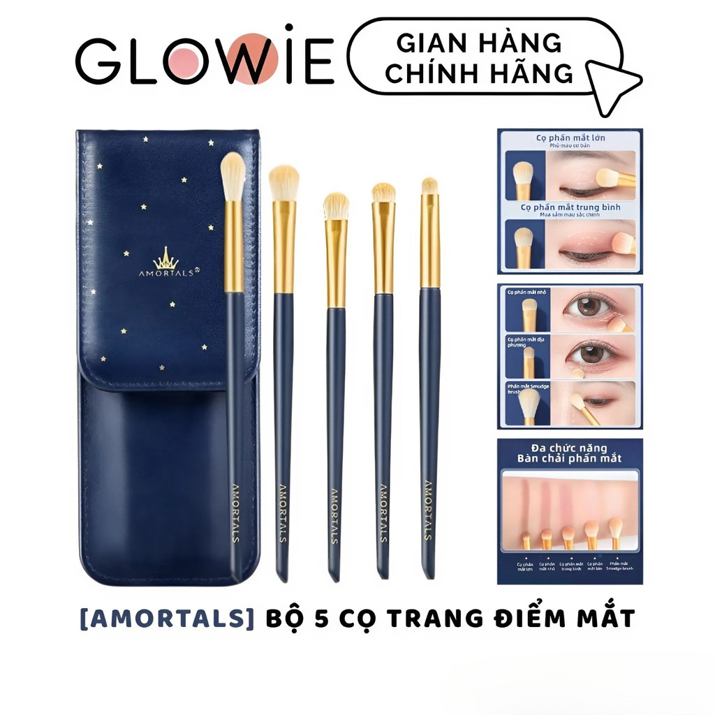 [AMORTALS] Bộ Cọ Trang Điểm Mắt Amortals 5 Cây, Cọ Đánh Phấn Mắt Chuyên Nghiệp Siêu Mềm Kèm Hộp Đựng