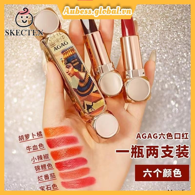 coza [Giao hàng nhanh] Son môi Agag Ancient Egypt 6 màu 3 màu siêu lì dưỡng ẩm chất lượng cao chống 