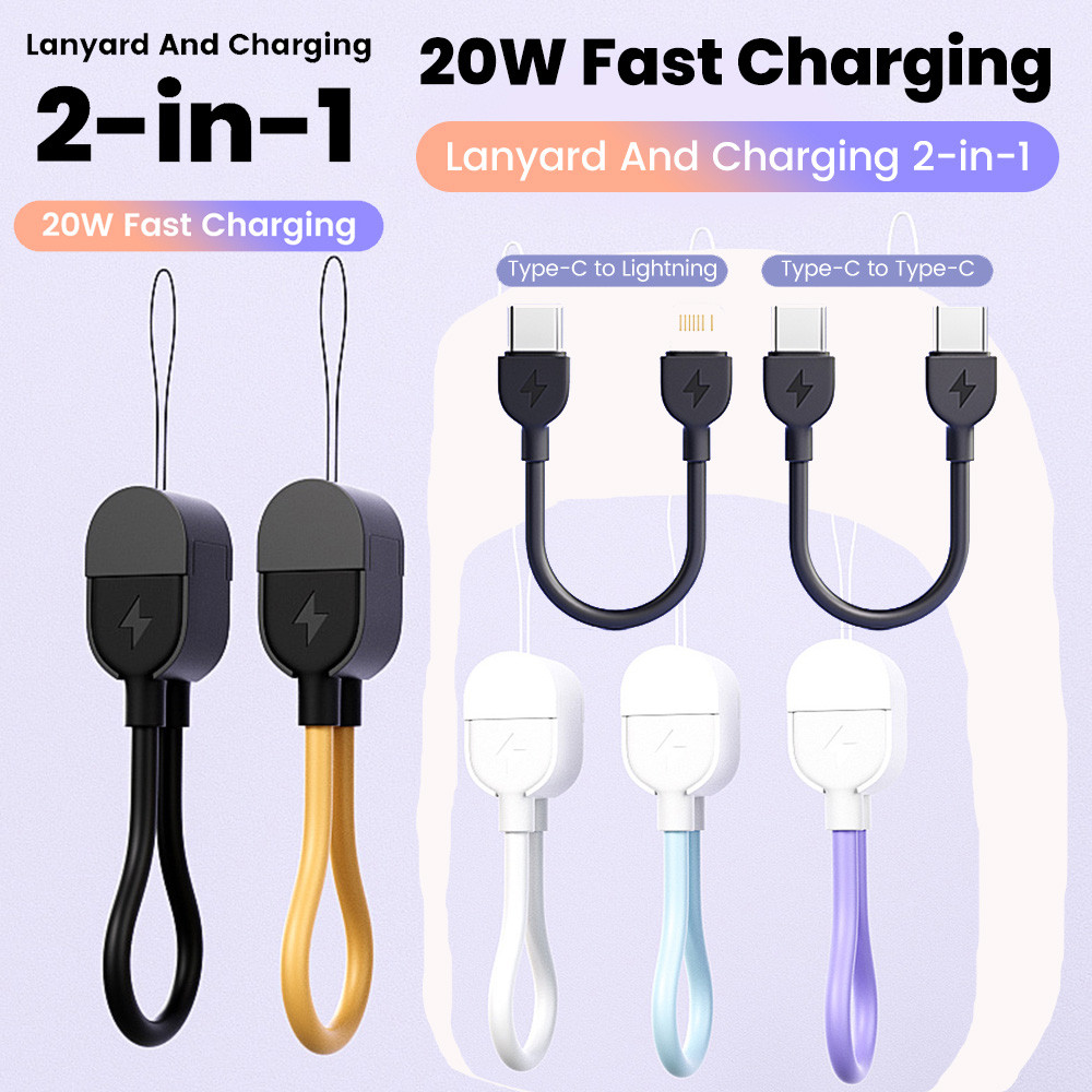 Elough Ngắn 16CM PD60W Móc Chìa Khóa Loại C Đến Loại C PD Cáp Sạc Nhanh Cho Power Bank PD20W Loại C 
