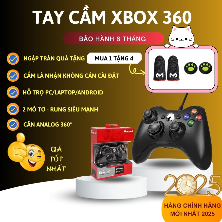 🎁Tặng Bọc Joystick🎁 Tay cầm chơi game có dây fifa online 4 xbox 360 full box có rung, tay cầm fo4 ch