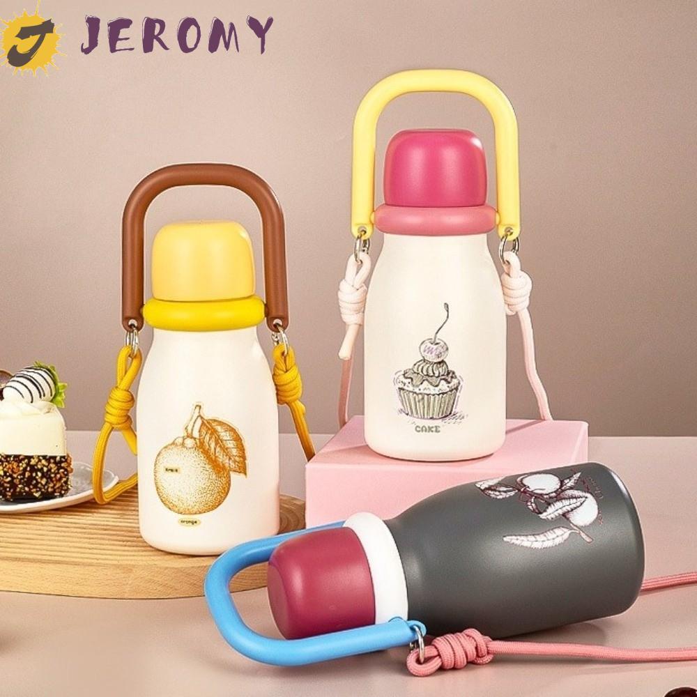 JEROMY Stainless Steel Thermal Bottles, Leak Proof Double Drink Straw Insulated Cup, Portable Thermo
