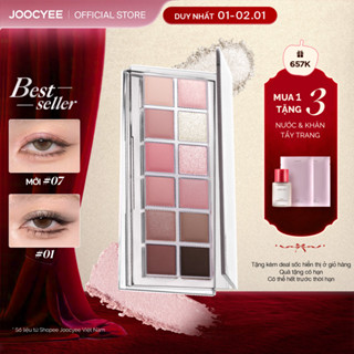   MUA 1 ĐƯỢC 4   Bảng Phấn Mắt JOOCYEE 12 ô Đa Năng Dễ Tán Tự Nhiên Mịn Màng Nhũ Sáng Tiệp Da Mỏng Nhẹ Lâu Dài Mềm Mại Bền Màu Trang Điểm Mắt Mới Chất Lượng Cao 11g 