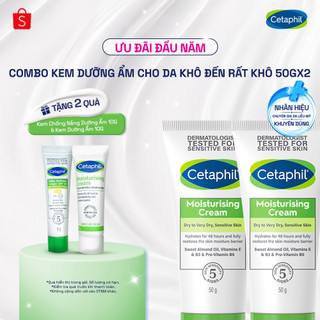  Combo 2 Kem dưỡng ẩm dịu lành cho da nhạy cảm cấp ẩm sâu đến 48H Cetaphil Moisturizing Cream 50g 