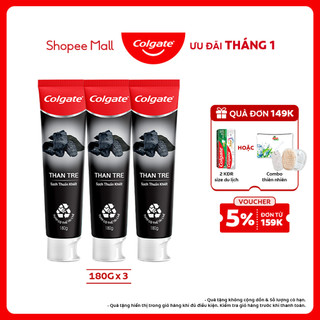  Bộ 3 Kem đánh răng Colgate thiên nhiên Than tre khử mùi diệt khuẩn 180g 