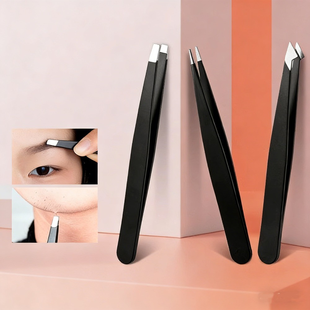 【COD】4PC Universal Eyebrow Tweezers Set Stainless Steel Handheld Eyelash Beard Trimming Beauty