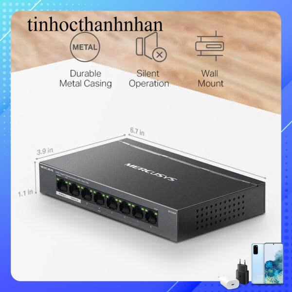 Bộ chia mạng (Switch) 8 Cổng Gigabit với 7 Cổng PoE+ Mercusys MS108GP