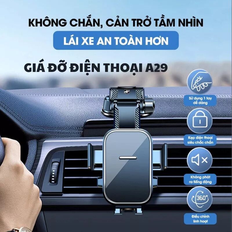 Giá đỡ điện thoại ô tô dán taplo A29  dáng thác nước không che tầm nhìn xoay 360 độ linh hoạt
