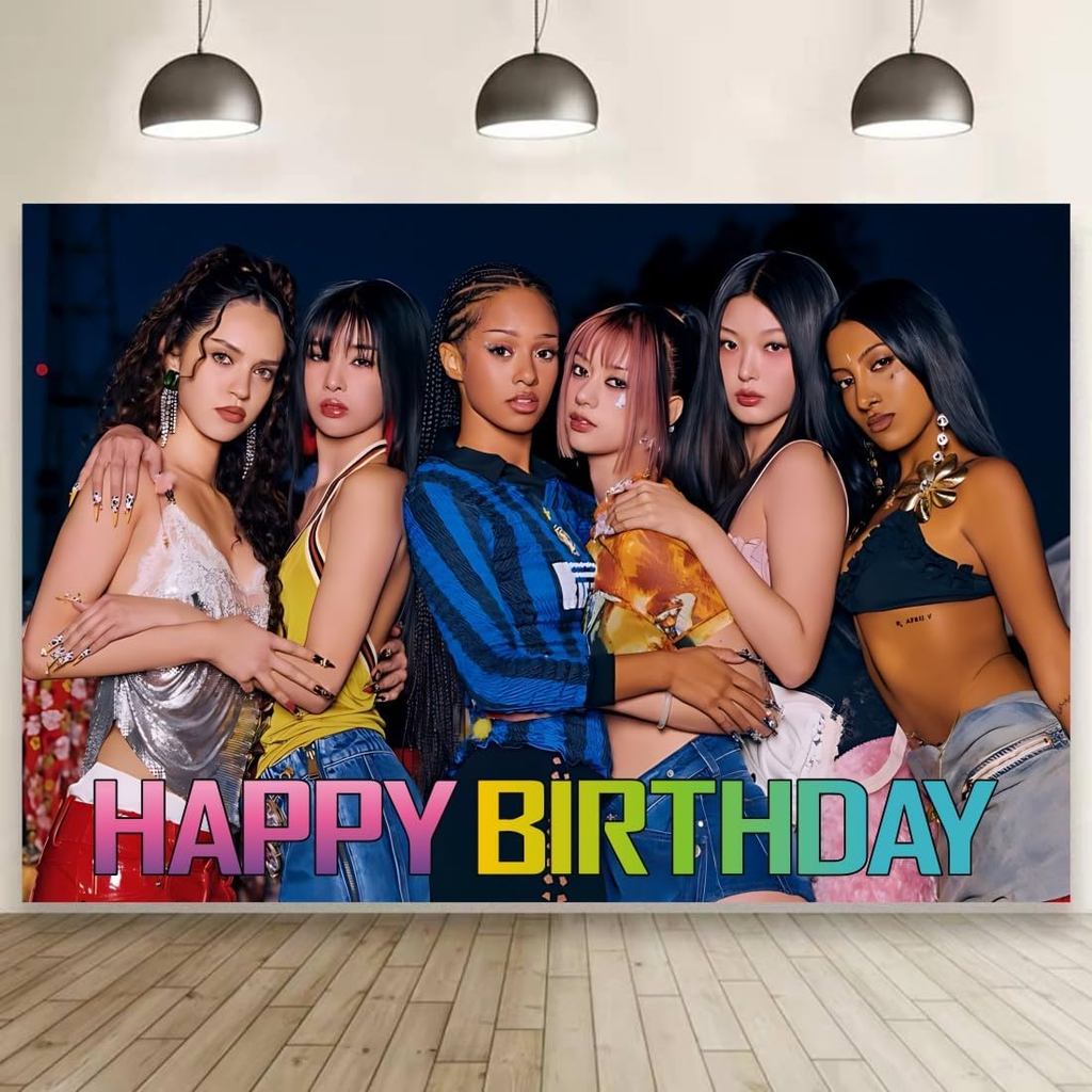 Phông nền KATSEYE KPOP cho đồ trang trí sinh nhật theo chủ đề Katseye, người hâm mộ Đồ dùng dự tiệc 