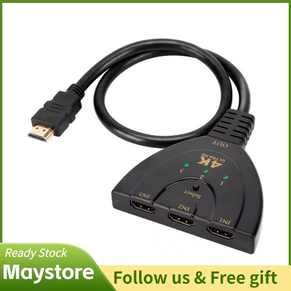 Maystoree Maystoree Bộ chia HDMI 3 trong 1 ra 4K cho cổng HDTV Video có đèn báo trạng thái DVD STB P