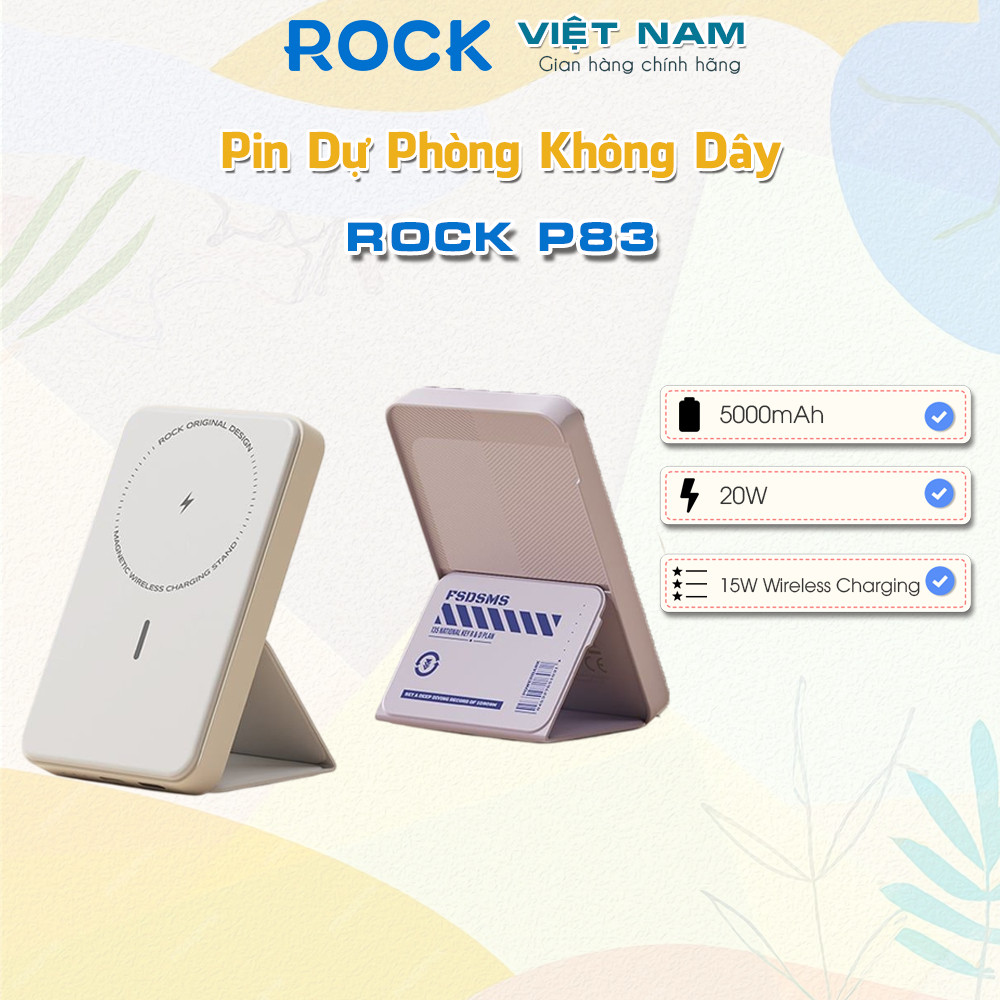 Pin Dự Phòng Không Dây ROCK P83 Magnetic Holder Wireless Charging (5000mAh)