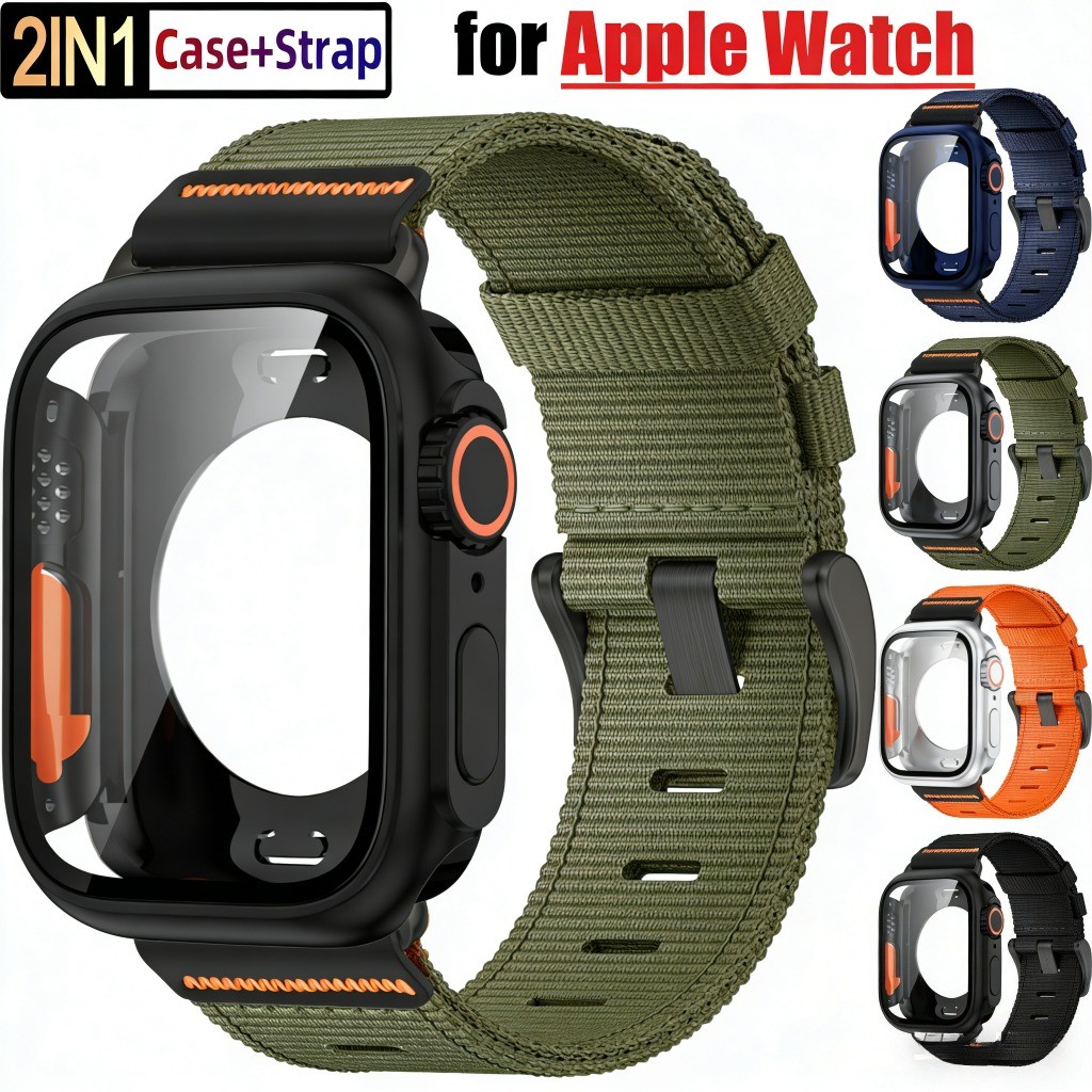 Vỏ vòng Nylon + Dây đeo tương thích cho Apple Watch Series 11 10 42mm 46mm Iwatch Series 9 8 7 6 5 S