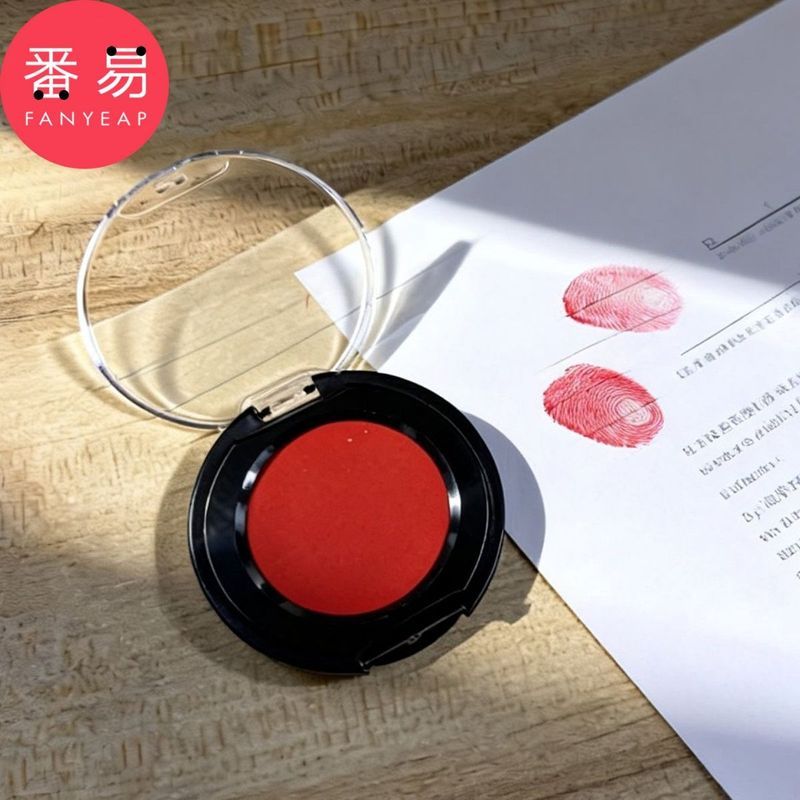 Ink Pad C1za40-Fingerprint Ink Pad Ink Pad Red Cover Press Handprint Round Flip Portable Office Supp