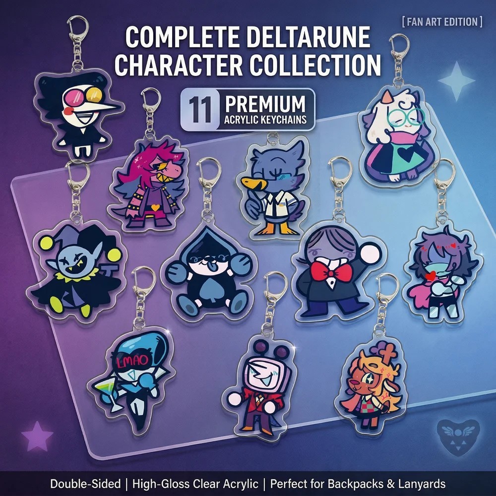 Móc khóa Deltarune nhân vật Spamton Susie Ralsei Jevil mica acrylic in 2 mặt sắc nét trang trí cặp s