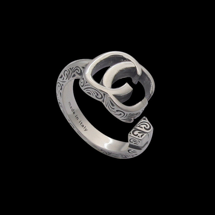 G Letter key pattern ring, couple's style engraved key open ring