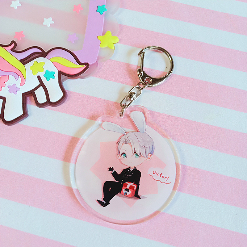 Anime Acrylic Uri Trên Băng Móc Khóa Trong Suốt Acrylic Victor Uri Móc Khóa Mặt Dây Chuyền
