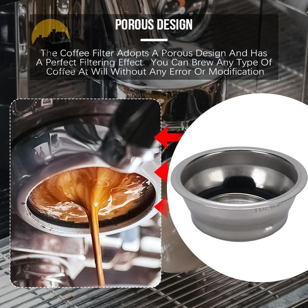 Giỏ Portafilter FASHYUNER, Giỏ lọc Portafilter cốc đôi bằng thép không gỉ, Giỏ xốp Bạc 51MM có máy g