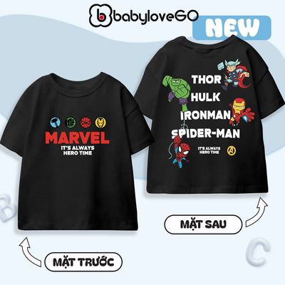 Áo thun bé trai BabyloveGO BST áo siêu anh hùng Marvel cho bé 1-10 tuổi