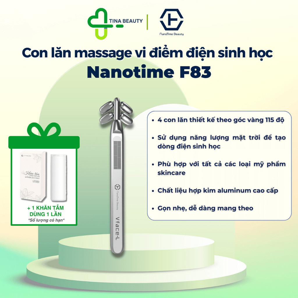 Máy massage nâng cơ tạo khuôn mặt Vline, công nghệ dòng điện sinh học vi điểm Nanotime F83