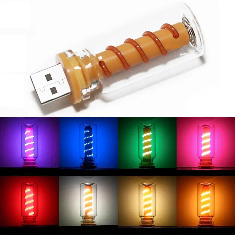 Xe USB LED xoắn ốc Dây tóc cảm ứng Bóng đèn làm mờ 5V Retro Bóng đèn LED 1W Đèn ngủ Cắm trại Đèn LED
