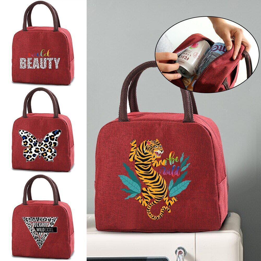 Cooler Lunch  Portable Insulated Lunch Bag Wild Print Thermal Food Picnic Lunch Bags Women Kids