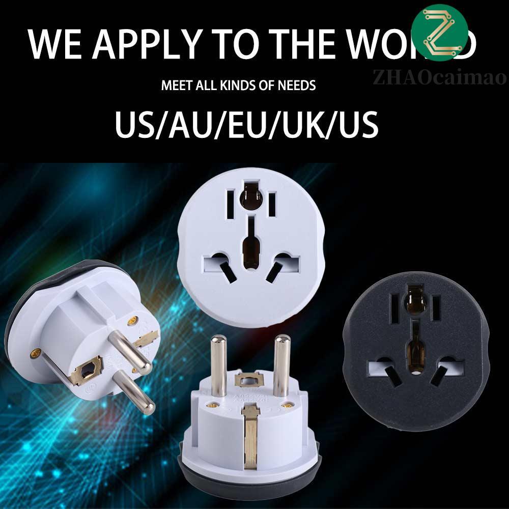ZHAOCAIMAO Cắm Điện Adapter Du Lịch Đa Năng Châu Âu Cắm 2 Vòng Pin Ổ Cắm AU UK CN US Sang EU Châu Âu