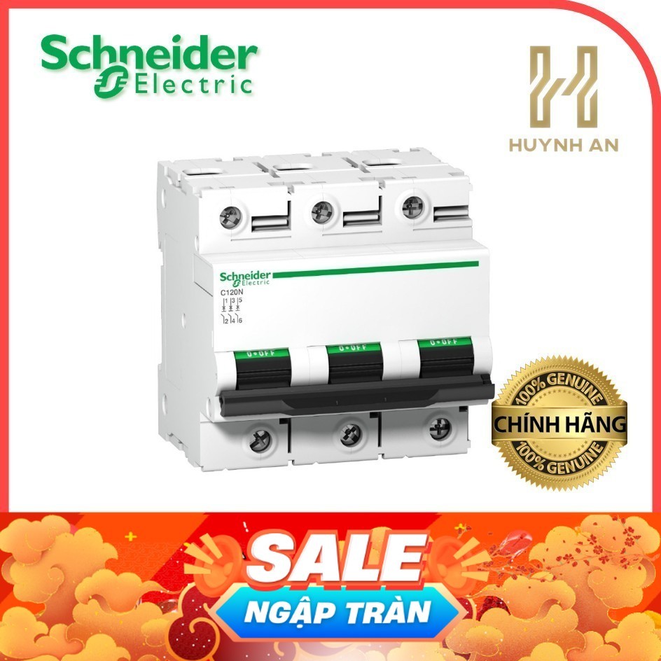 Aptomat bảo vệ an toàn MCB Schneider C120N 3P 10kA Dòng định mức 80A 100A | Cầu dao tự động A9N18365