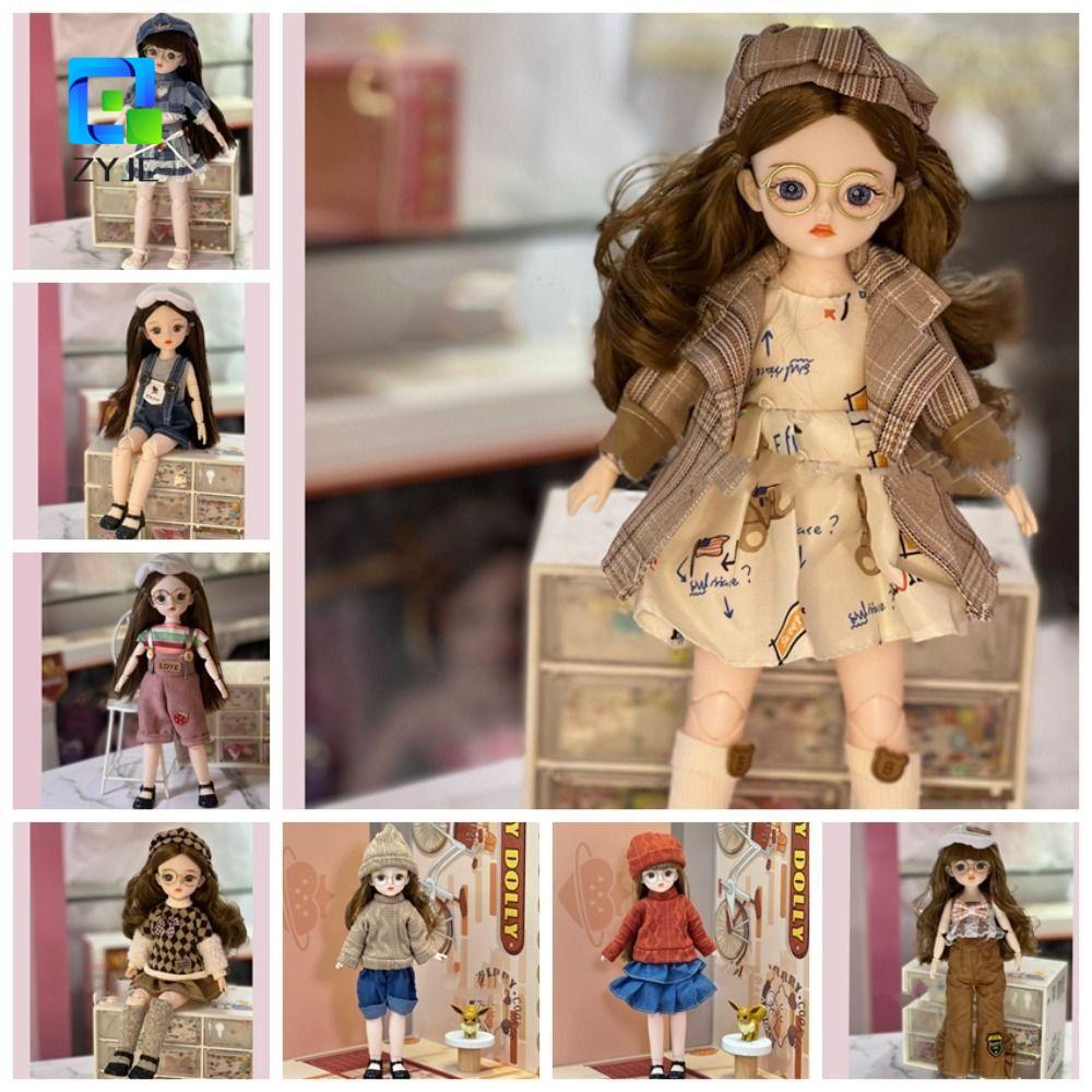 ZYJC Big Eyes Princess BJD Doll, Tóc Dày Di Chuyển Được 30cm Bjd Doll, Thú Vị Ngọt Ngào Nhựa An Toàn