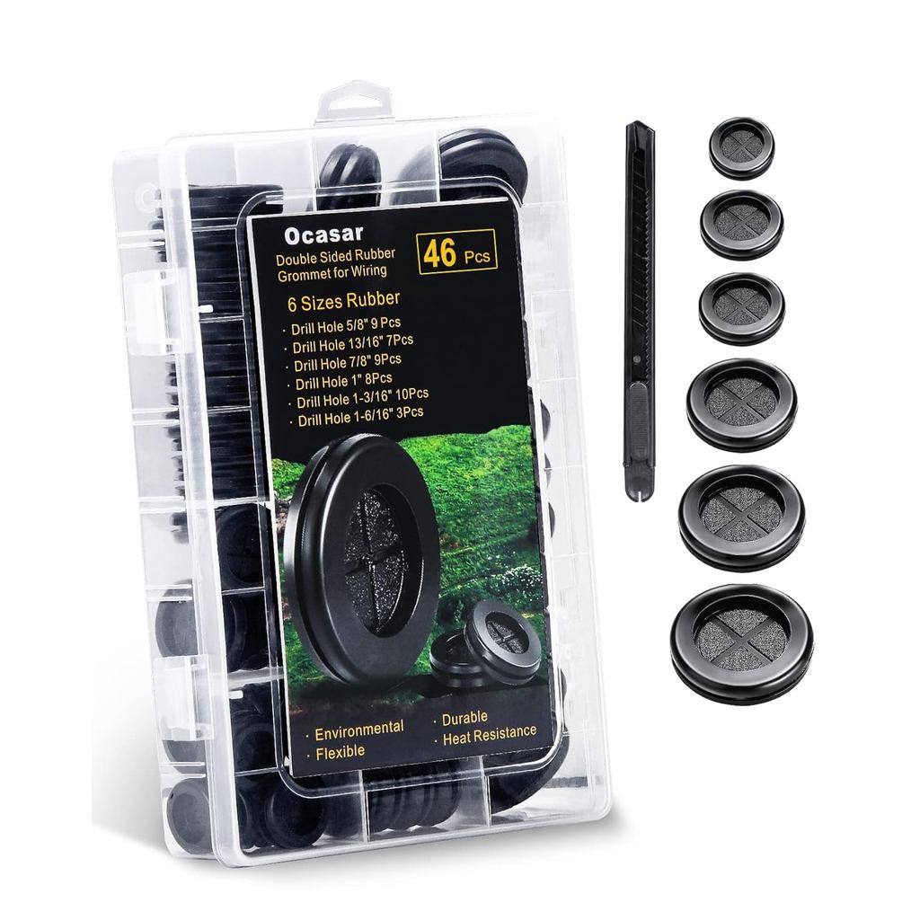 46 Cái Grommets Cao Su Cho Dây, Bộ Grommet Cao Su Hai Mặt Mềm Cao Cấp, Bộ Grommet Tường Lửa Cao Su Đ