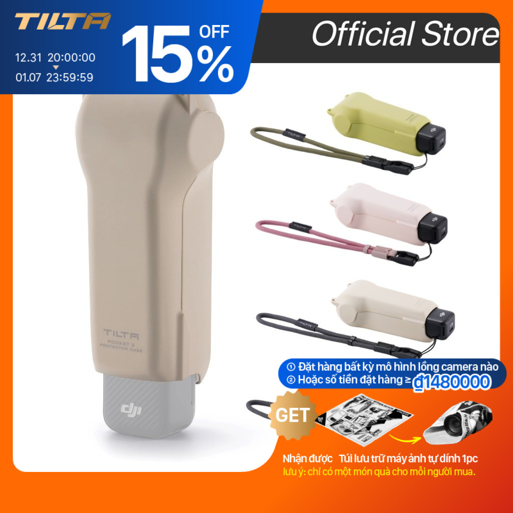 TILTA DJI Osmo Pocket 3 Lồng Silicon 4 Màu Bảo Vệ Du Lịch Với Dây Đeo Cổ Tay Bộ Vlog Phụ Kiện Camera