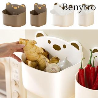 Benytro BENYTRO Bàn Tổ Chức, Gấu Hoạt Hình Tự Dính Treo Tường Hộp Bảo Quản, Sáng Tạo Không Khoan Văn Phòng Phẩm Giá Đỡ Bút Màu Nâu Trắng Phòng Tắm Nhà Bếp
