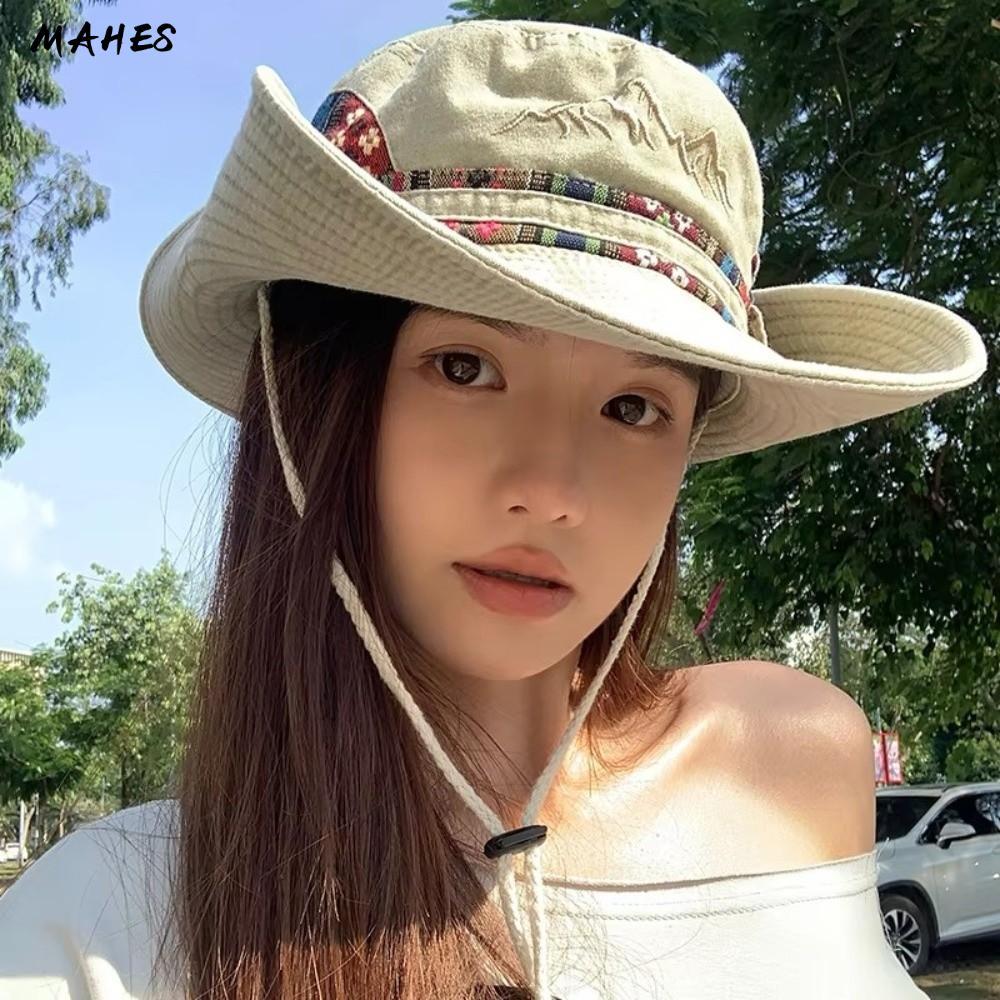 Mahes Cowboy Hat & Denim Fisherman's Hat - Wide Brim, Fashionable Sun Protection