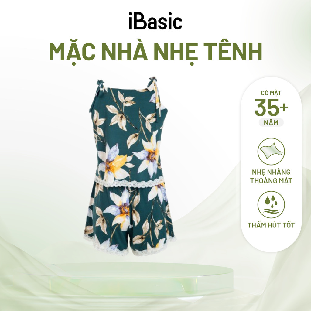 Đồ bộ đồ mặc nhà nữ iBasic thun lạnh quần đùi hai dây hoạ tiết HOMY047