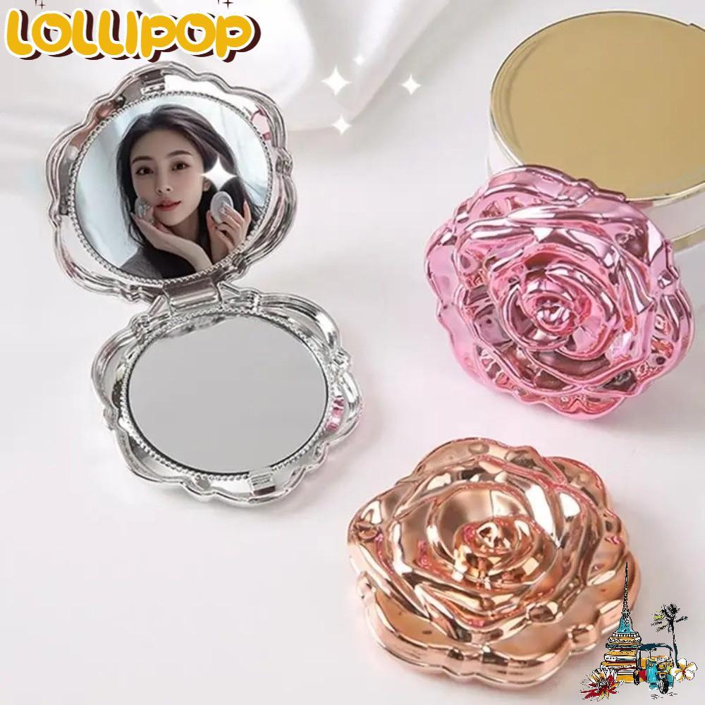 LELLIPOP Gương Hoa Hồng, Gương Trang Điểm Tròn Kích Thước Nhỏ, Gương Bỏ Túi Mini Dài Thanh Lịch Du L