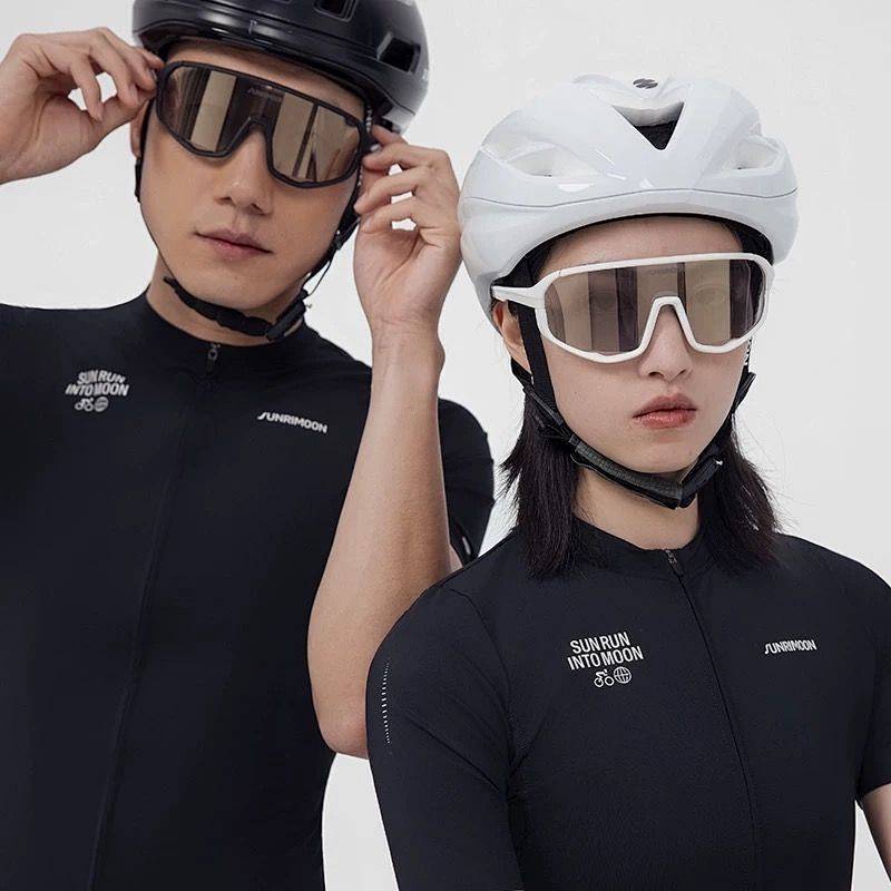 Summer Thin Quick-Drying Bicycle Outdoor Short-Sleeve Cycling Clothes Top Road Bike Solid Color Milk